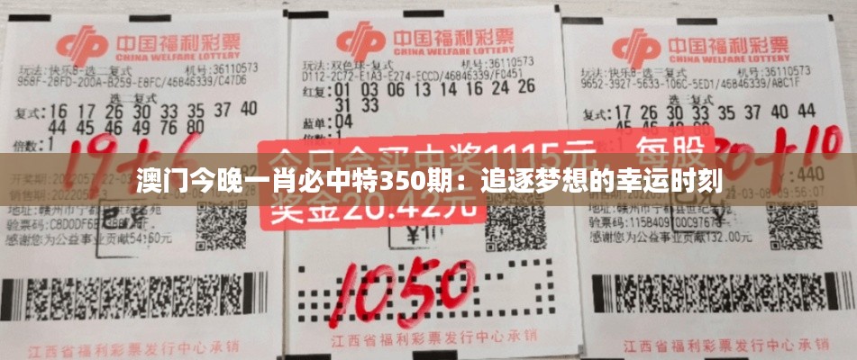 澳门今晚一肖必中特350期：追逐梦想的幸运时刻