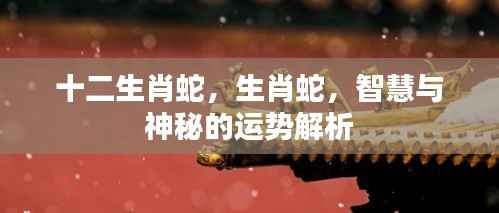 智慧与神秘,生肖蛇的运势深度解析