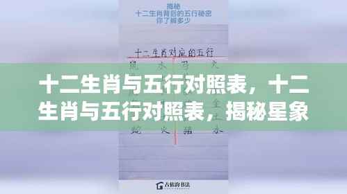 揭秘十二生肖与五行奥秘,洞悉星象运势与人生运势对照表