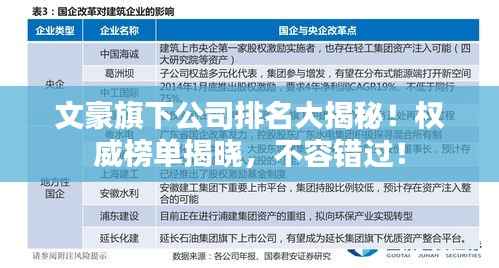 文豪旗下公司排名大揭秘!权威榜单揭晓,不容错过!
