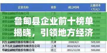 鲁甸县企业前十榜单揭晓,引领地方经济发展的佼佼者大放异彩
