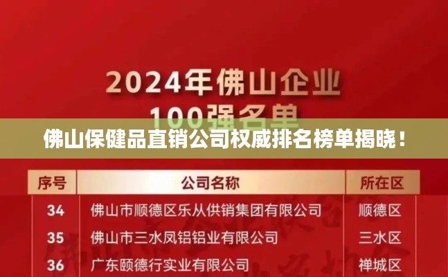 佛山保健品直销公司权威排名榜单揭晓!